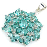 Pink Tourmaline Peridot Aquamarine Tanzanite 925 Solid Sterling Silver Pendant