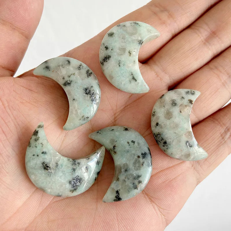 Healing Natural Quartz Moon Stone Ornaments 30x23mm
