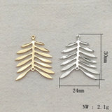 30x24mm 50pcs Gold/Rhodium Copper Pendant Leaf Charm Necklace Earrings DIY