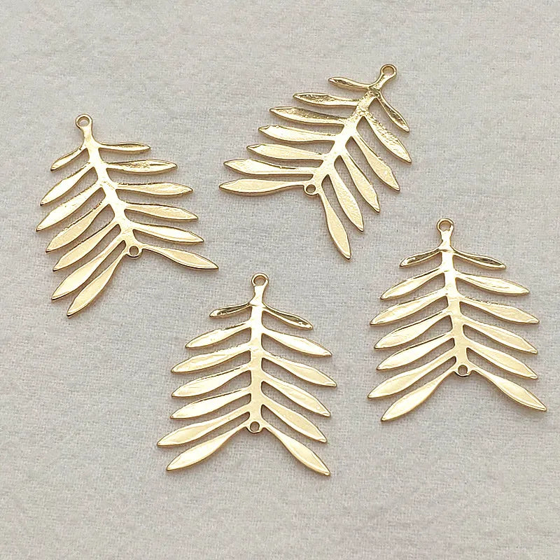 30x24mm 50pcs Gold/Rhodium Copper Pendant Leaf Charm Necklace Earrings DIY