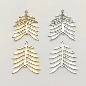 30x24mm 50pcs Gold/Rhodium Copper Pendant Leaf Charm Necklace Earrings DIY