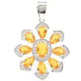 Gorgeous Golden Citrine CZ 925 Silver Pendant
