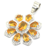 Gorgeous Golden Citrine CZ 925 Silver Pendant