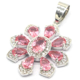 Peridot Violet Tanzanite Pink Tourmaline Pink Morganite CZ Silver Pendant