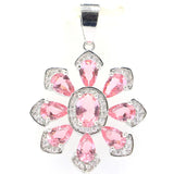 Peridot Violet Tanzanite Pink Tourmaline Pink Morganite CZ Silver Pendant
