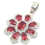 Pretty Pink Rhodolite Garnet CZ Wedding Silver Pendant
