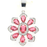 Pretty Pink Rhodolite Garnet CZ Wedding Silver Pendant