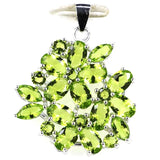 Flowers Pink Tourmaline Green Peridot Aquamarine Pendant