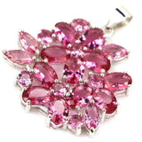 Flowers Pink Tourmaline Green Peridot Aquamarine Pendant