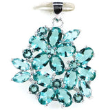 Flowers Pink Tourmaline Green Peridot Aquamarine Pendant