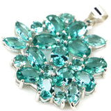 Flowers Pink Tourmaline Green Peridot Aquamarine Pendant