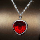 Heart Shape Lab Sapphire Stone Pendant Necklace Silver Zirconia Choker