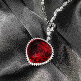 Heart Shape Lab Sapphire Stone Pendant Necklace Silver Zirconia Choker