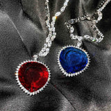 Ocean Heart Necklace Silver CZ Wedding Engagement Long Necklace
