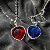 Ocean Heart Necklace Silver CZ Wedding Engagement Long Necklace