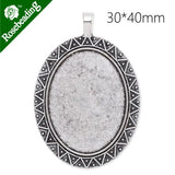 Oval Antique Silver Plated Pendant Tray 20pcs/lot
