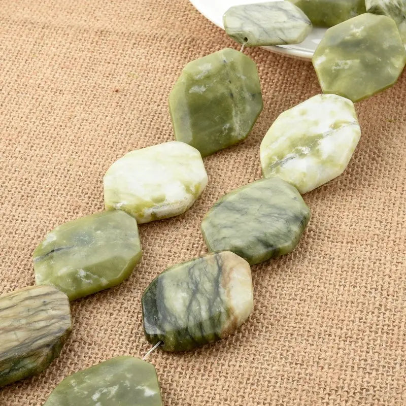 30x50mm Green Natural Stone Beads Strand 16''