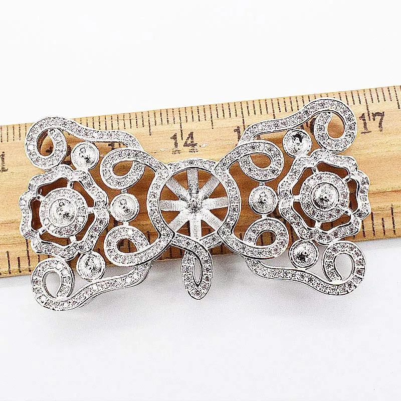 Women's CZ-Inlaid Pearl Bracelet Buckle, Necklace and Sweater Chain Connection