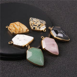 Geometric Quartz Dalmation Stone Pendants 2PCS