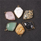 Geometric Quartz Dalmation Stone Pendants 2PCS