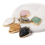Geometric Quartz Dalmation Stone Pendants 2PCS