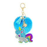 Animal Key Clasp with Pom Pom Hair Ball Unicorn Butterfly