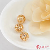 10PCS 11.5MM High Champagne Brass Hollow Round Beads