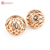 10PCS 11.5MM High Champagne Brass Hollow Round Beads