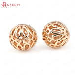10PCS 11.5MM High Champagne Brass Hollow Round Beads