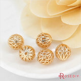 10PCS 11.5MM High Champagne Brass Hollow Round Beads