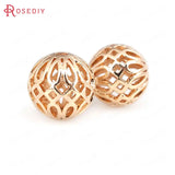10PCS 11.5MM High Champagne Brass Hollow Round Beads