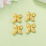 4PCS 20x21MM 24K Plated Brass Flower Bead Caps for DIY Jewelry