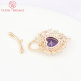 24K Plated Brass Zircon Heart Bracelet Toggle Clasps Jewelry Findings