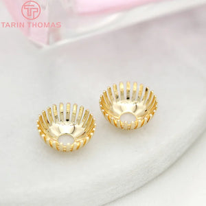 10PCS 15MM 24K Plated Brass Flower Beads Caps Diy Jewelry Findings
