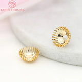 10PCS 15MM 24K Plated Brass Flower Beads Caps Diy Jewelry Findings
