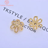 20PCS 11MM 24K Plated Brass Flower Beads Caps DIY Jewelry Accessories