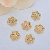 20PCS 11MM 24K Plated Brass Flower Beads Caps DIY Jewelry Accessories