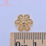 20PCS 11MM 24K Plated Brass Flower Beads Caps DIY Jewelry Accessories