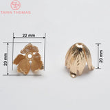 4PCS 22x20MM 24K Plated Brass Speaker Calyx Beads Caps DIY Jewelry Accessories