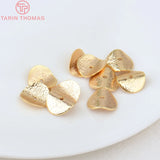 20PCS 10x10MM Hole 1MM 24K Brass Matte Bead Caps High Jewelry Making
