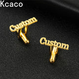 316 Stainless Steel Engraved Initials Cufflinks Men's Buttons Wedding
