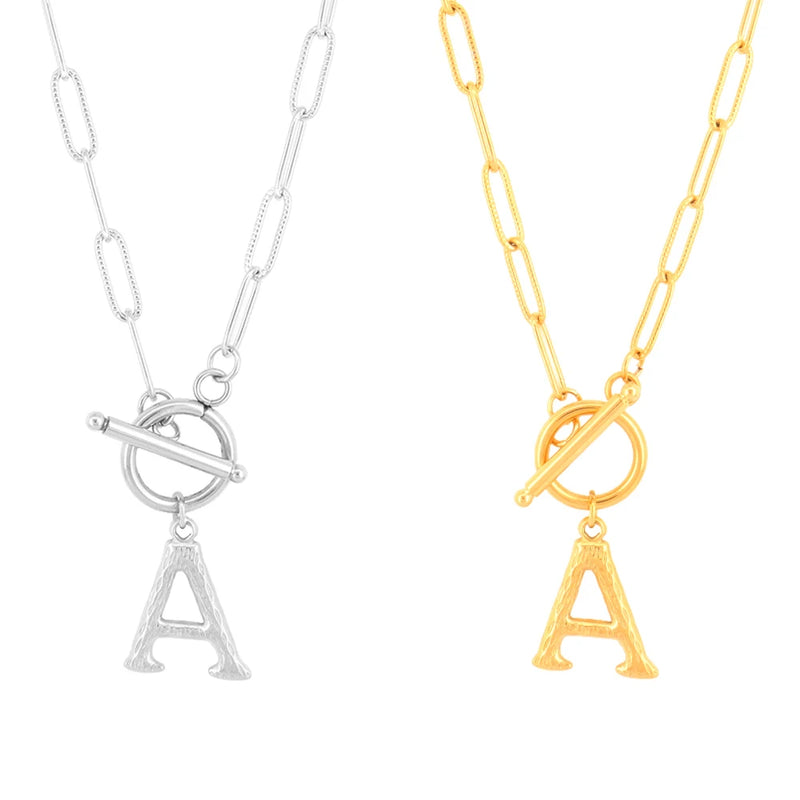 316 Stainless Steel Initial Letter Necklace for Women Choker Jewelry Gift