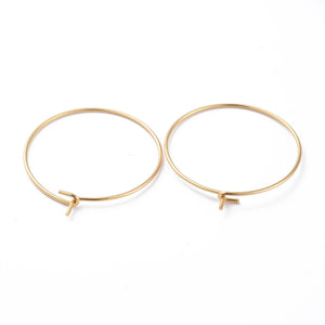316 Stainless Steel Hoop Earring Findings 25x0.7mm Golden