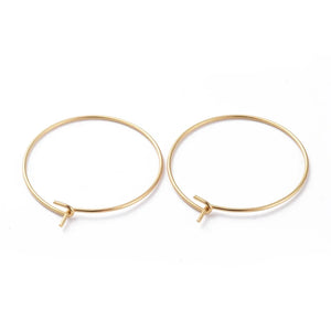 316 Stainless Steel Hoop Earring Findings 25x0.7mm Golden