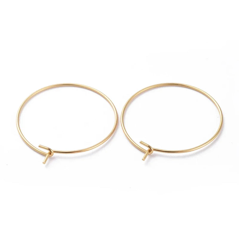 316 Stainless Steel Hoop Earring Findings 25x0.7mm Golden