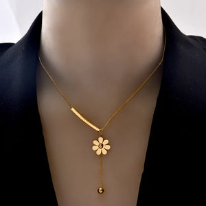316 Stainless Daisy Necklace Women Tassel Clavicle Chain Jewelry