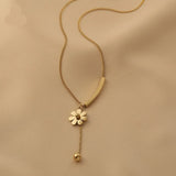 316 Stainless Daisy Necklace Women Tassel Clavicle Chain Jewelry