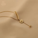 316 Stainless Daisy Necklace Women Tassel Clavicle Chain Jewelry
