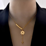 316 Stainless Daisy Necklace Women Tassel Clavicle Chain Jewelry