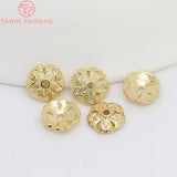 20PCS 8MM 24K Plated Brass Beads Caps DIY Jewelry Findings Accessories